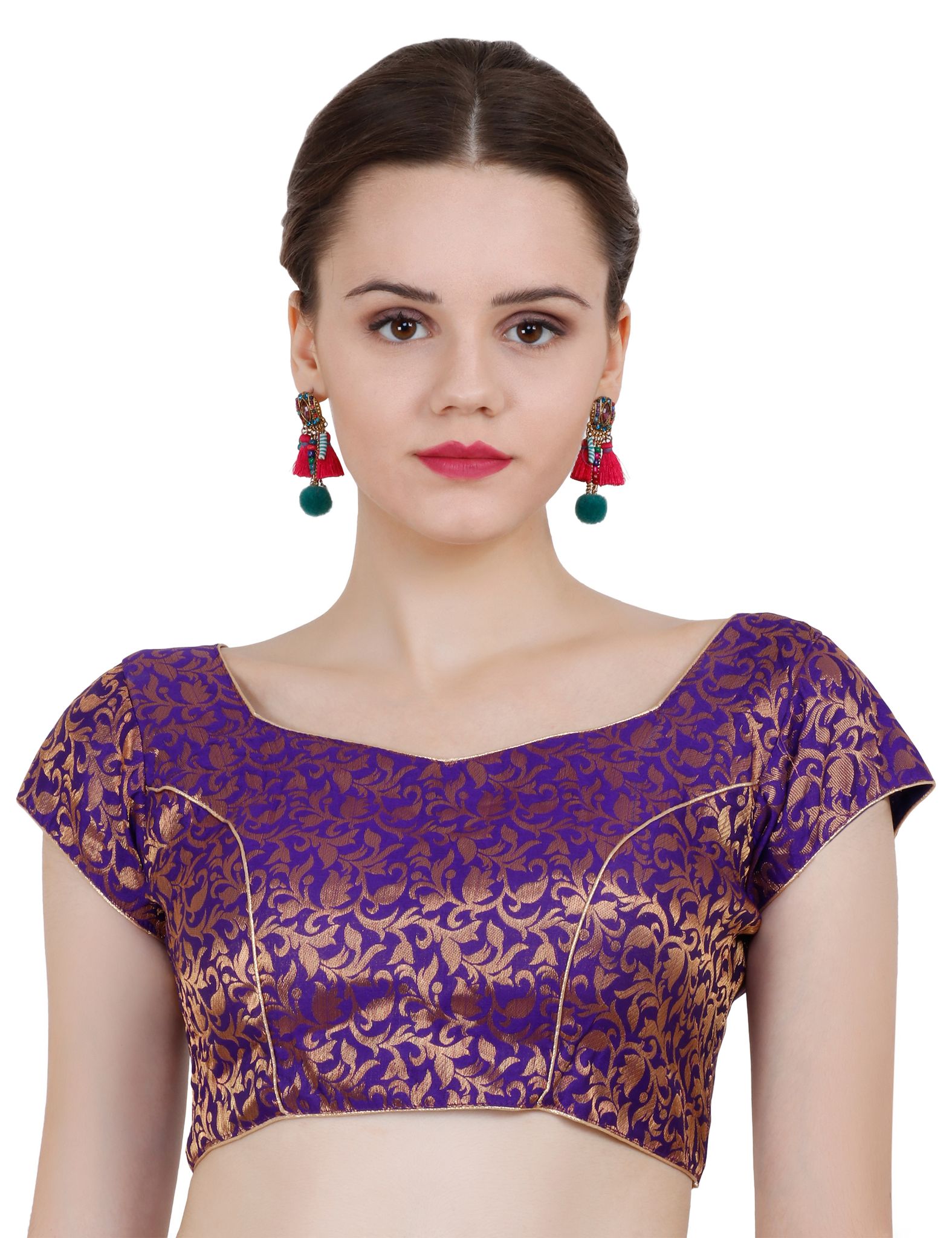 ND & R Women's Readymade, Banarasi Brocade  Short Sleeve Ladies Blouse, Choli for Saree, Ready to Wear.