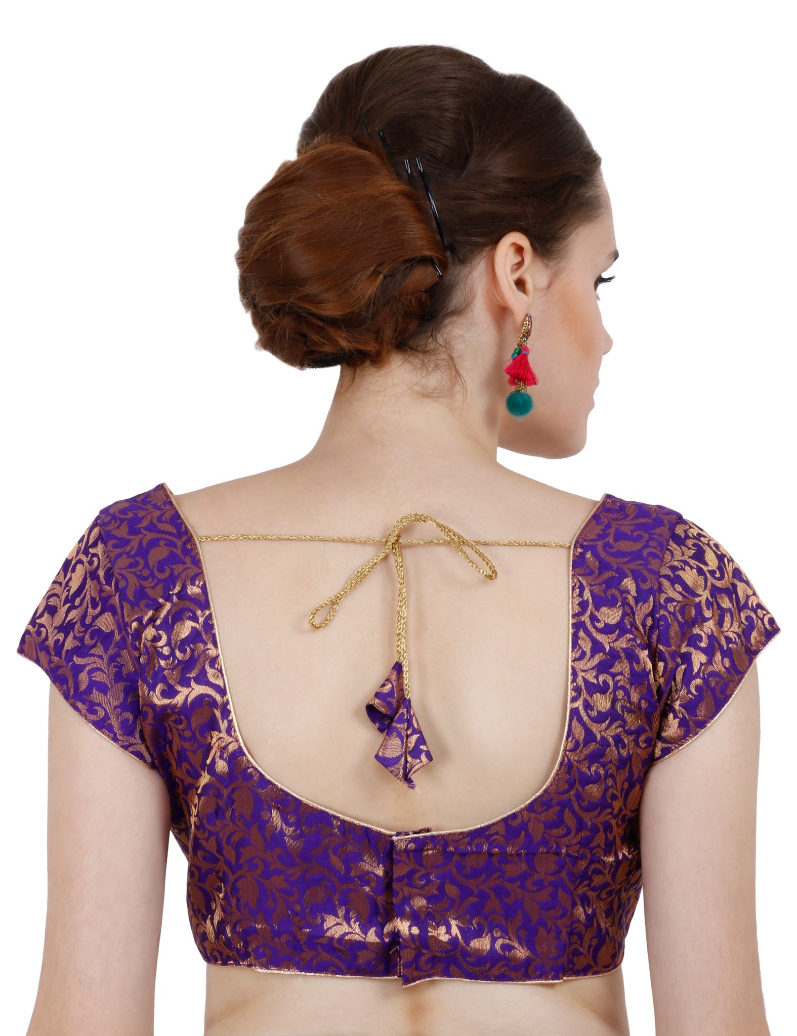 ND & R Women's Readymade, Banarasi Brocade  Short Sleeve Ladies Blouse, Choli for Saree, Ready to Wear.