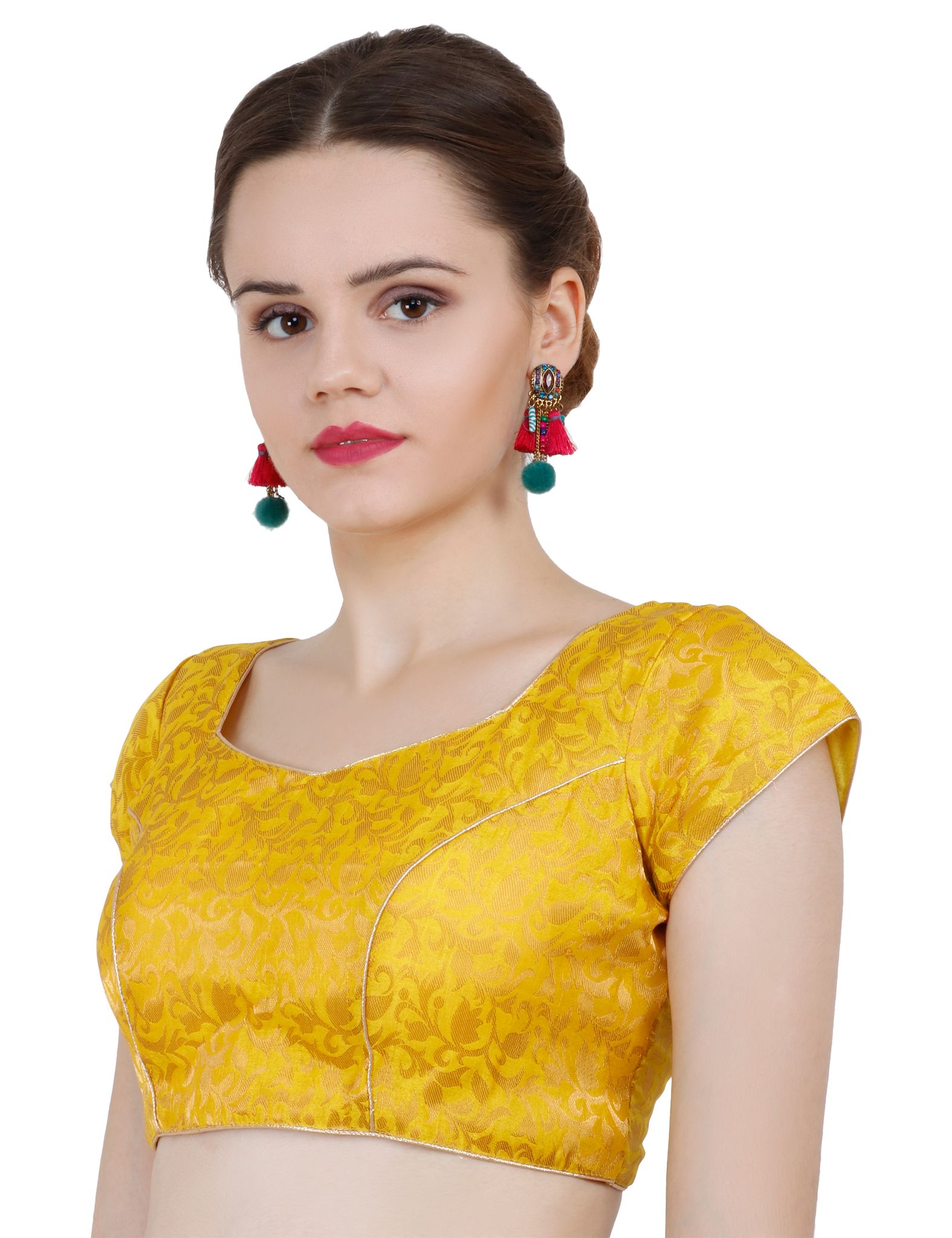 ND & R Women's Readymade, Banarasi Brocade  Short Sleeve Ladies Blouse, Choli for Saree, Ready to Wear.