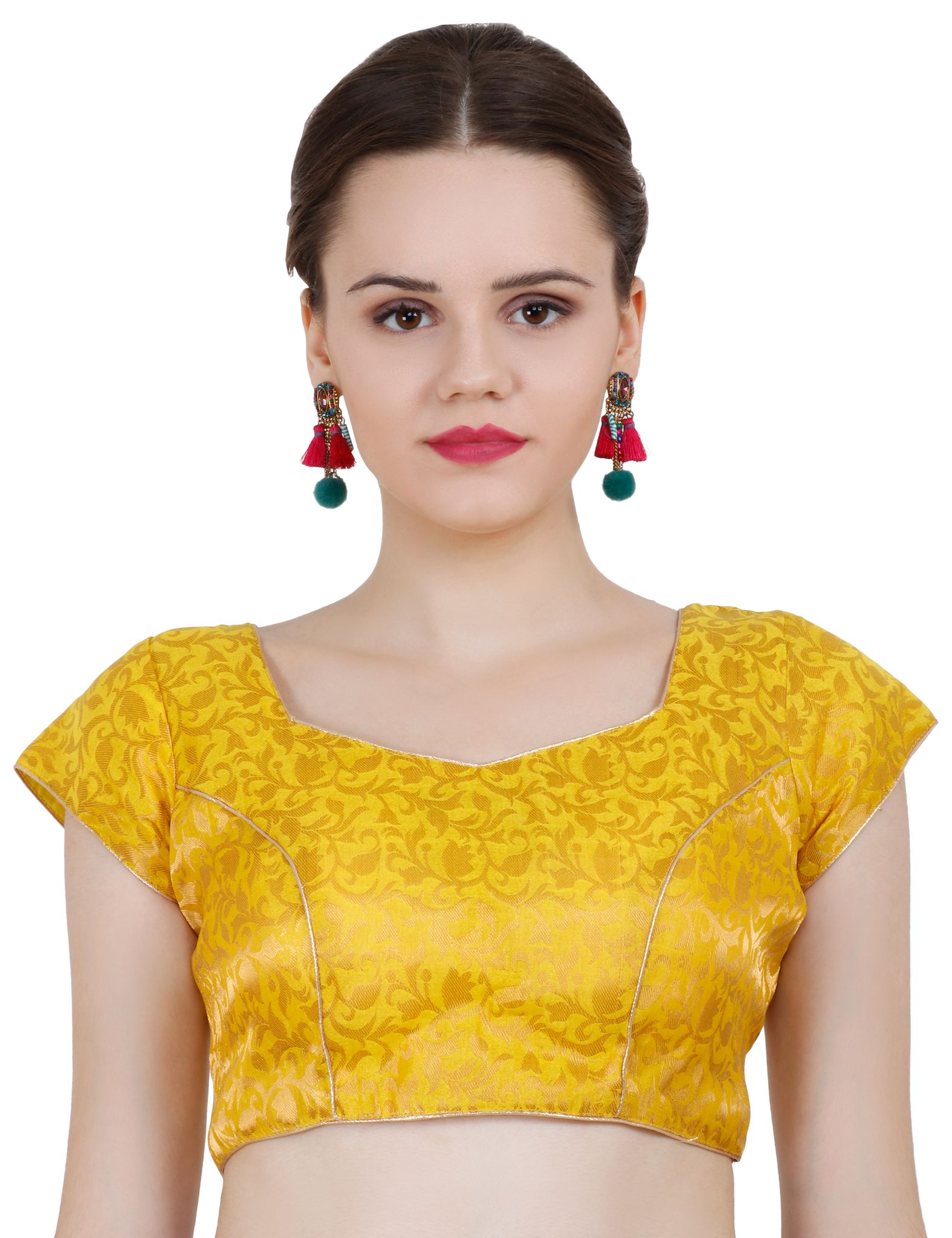 ND & R Women's Readymade, Banarasi Brocade  Short Sleeve Ladies Blouse, Choli for Saree, Ready to Wear.