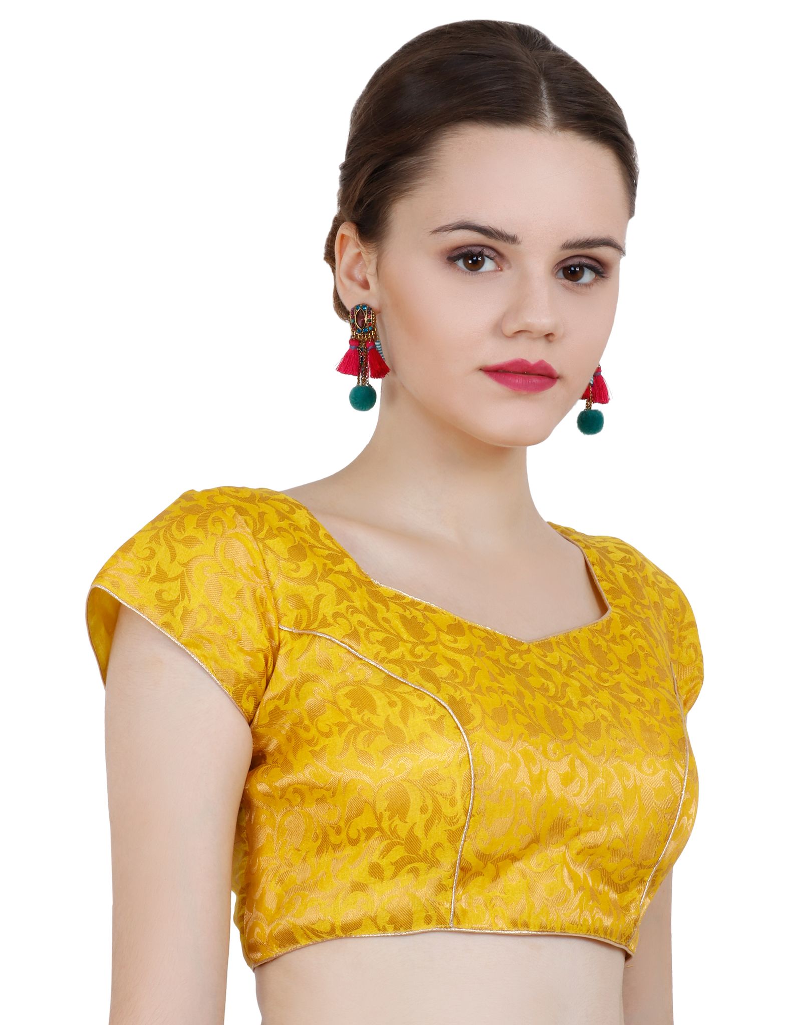 ND & R Women's Readymade, Banarasi Brocade  Short Sleeve Ladies Blouse, Choli for Saree, Ready to Wear.