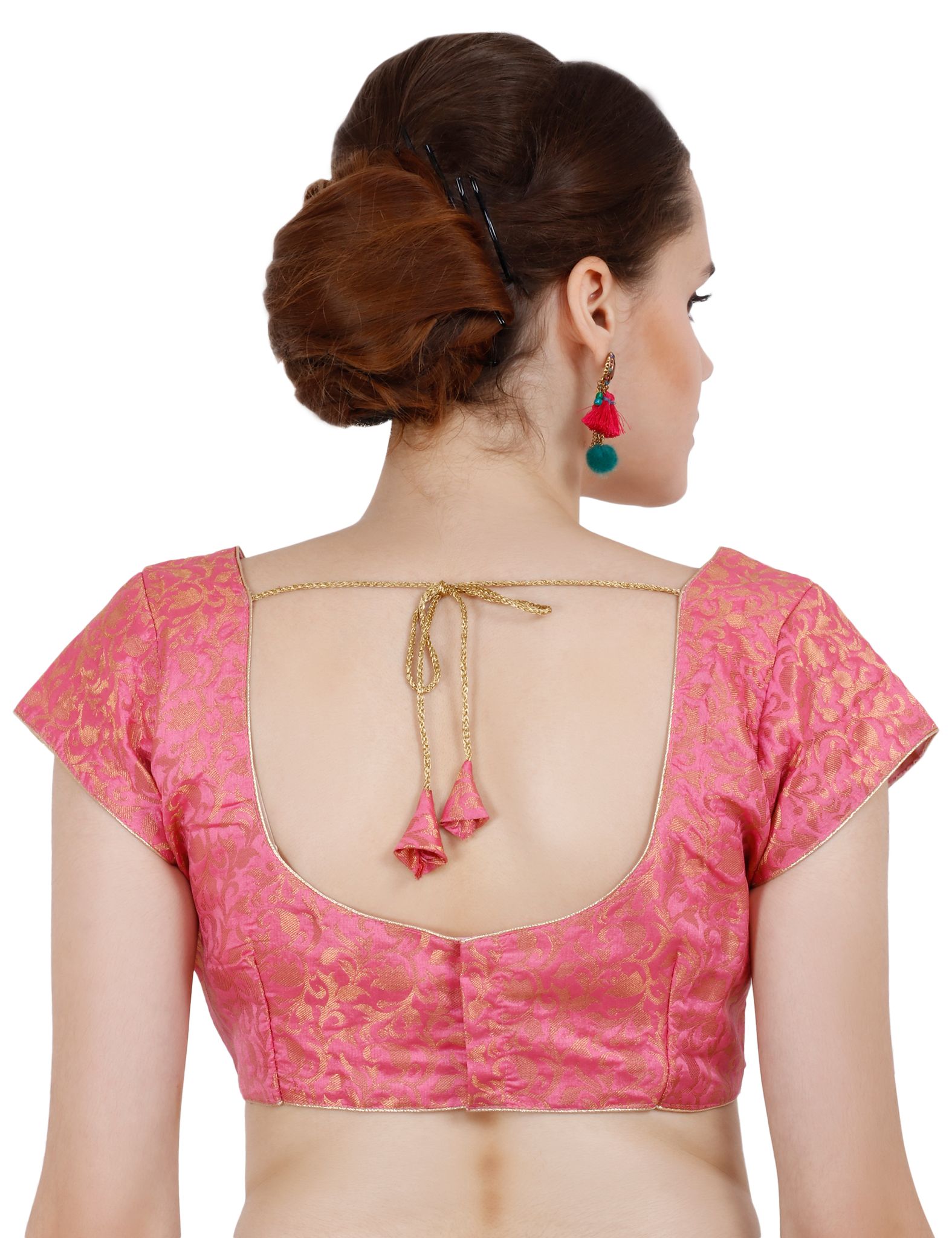 ND & R Women's Readymade, Banarasi Brocade  Short Sleeve Ladies Blouse, Choli for Saree, Ready to Wear.