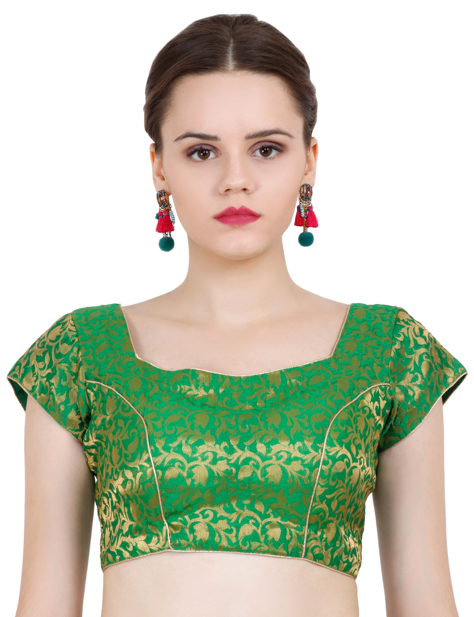 ND & R Women's Readymade, Banarasi Brocade  Short Sleeve Ladies Blouse, Choli for Saree, Ready to Wear.