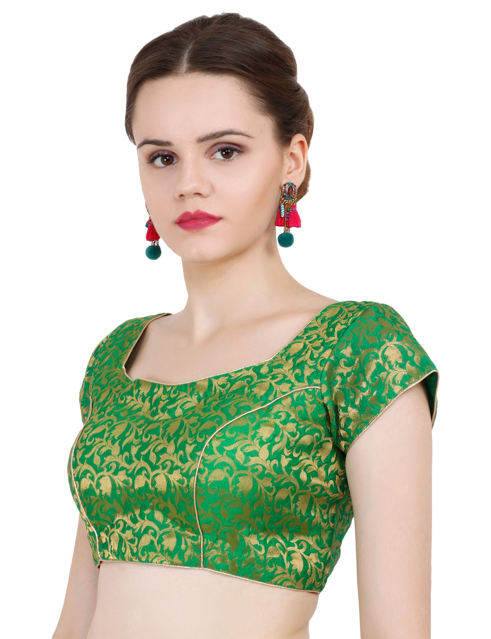 ND & R Women's Readymade, Banarasi Brocade  Short Sleeve Ladies Blouse, Choli for Saree, Ready to Wear.