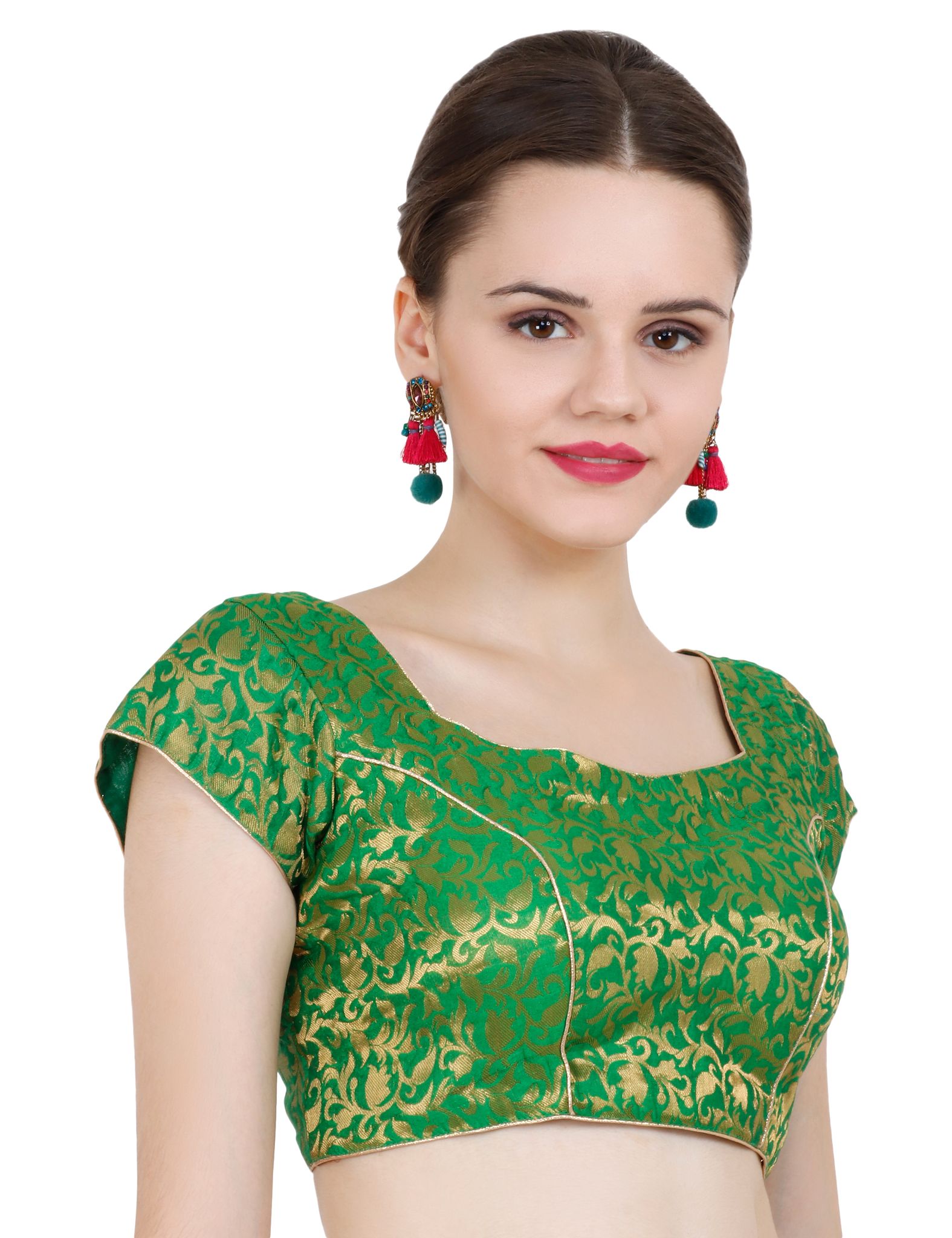 ND & R Women's Readymade, Banarasi Brocade  Short Sleeve Ladies Blouse, Choli for Saree, Ready to Wear.