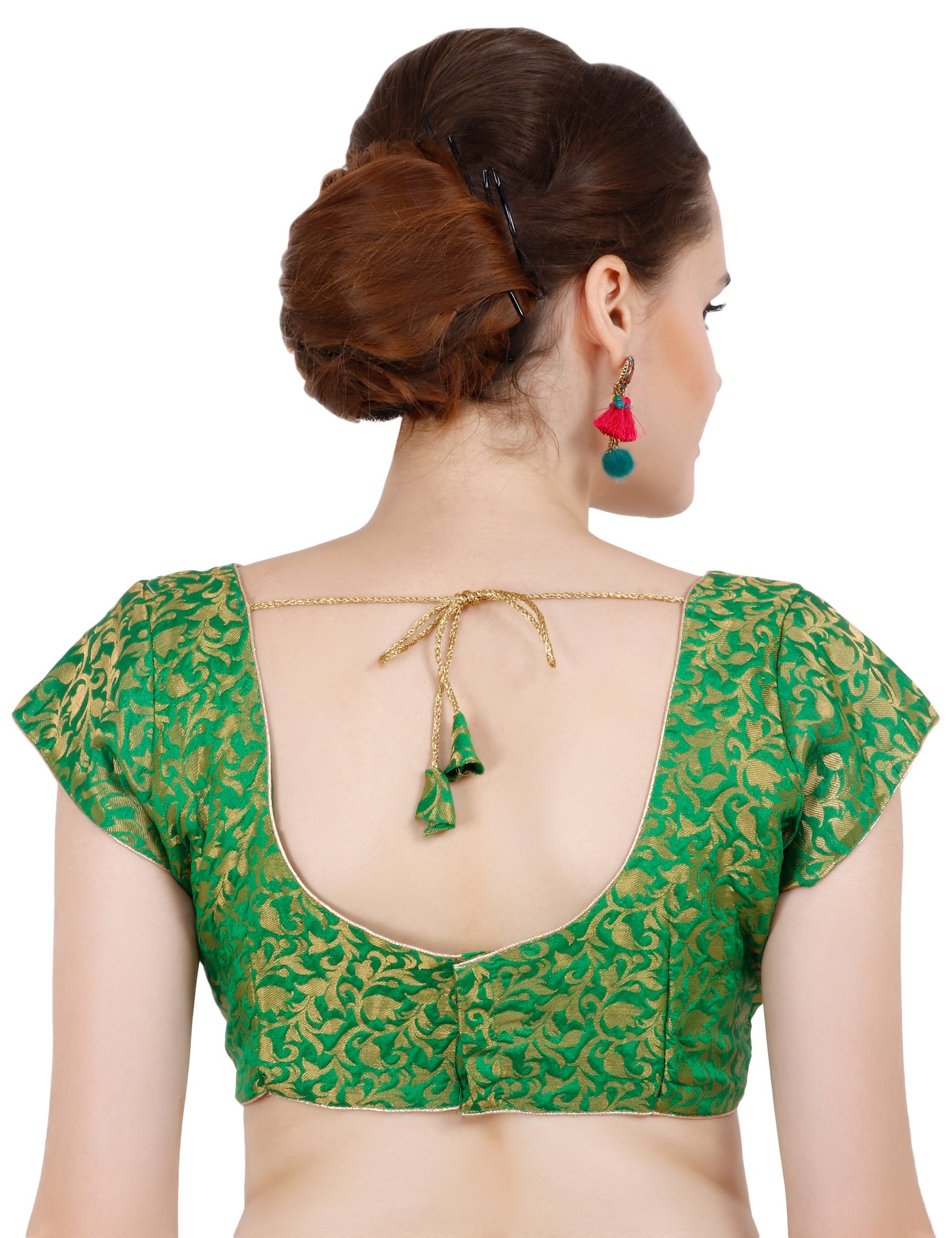 ND & R Women's Readymade, Banarasi Brocade  Short Sleeve Ladies Blouse, Choli for Saree, Ready to Wear.