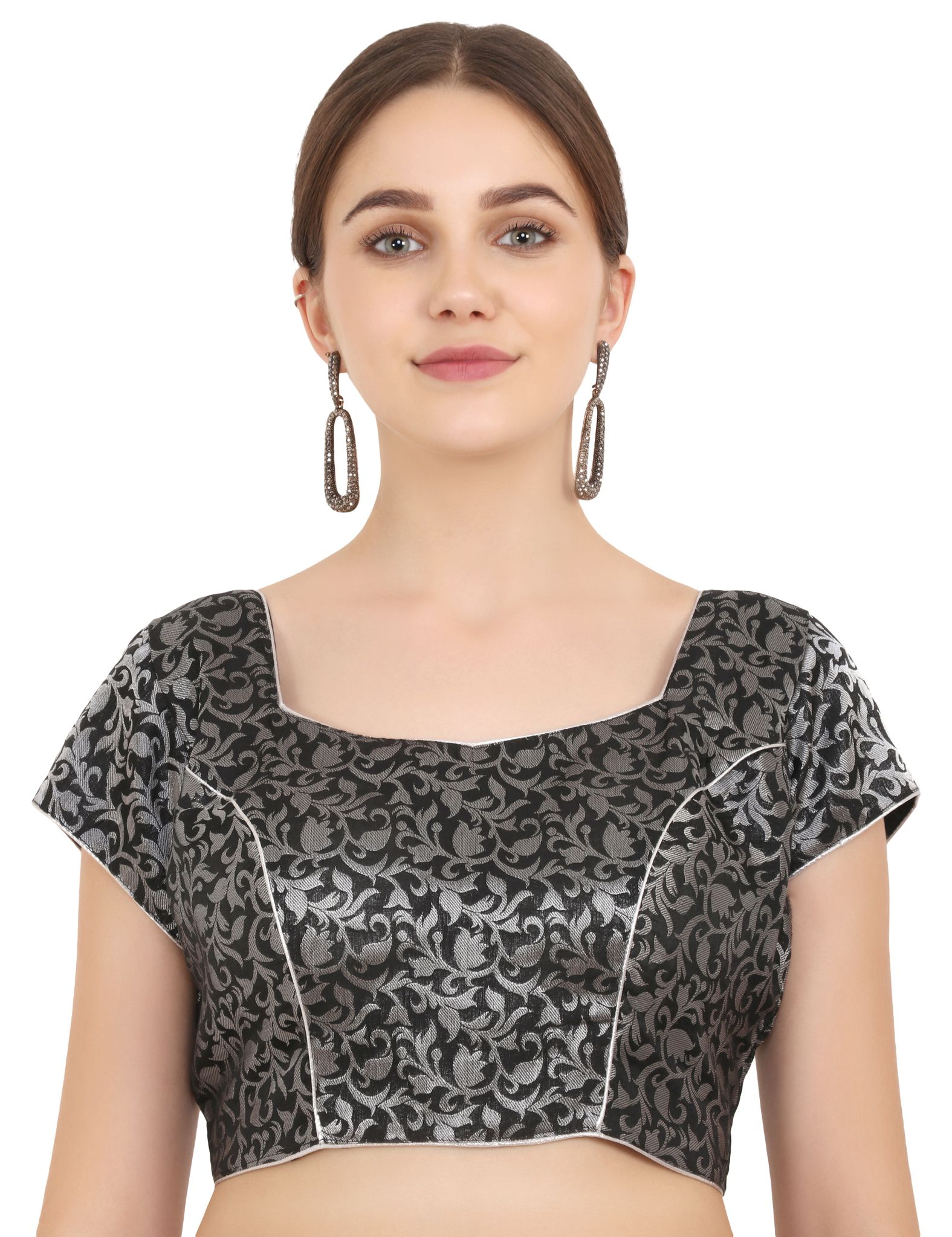 ND & R Women's Readymade, Banarasi Brocade  Short Sleeve Ladies Blouse, Choli for Saree, Ready to Wear.