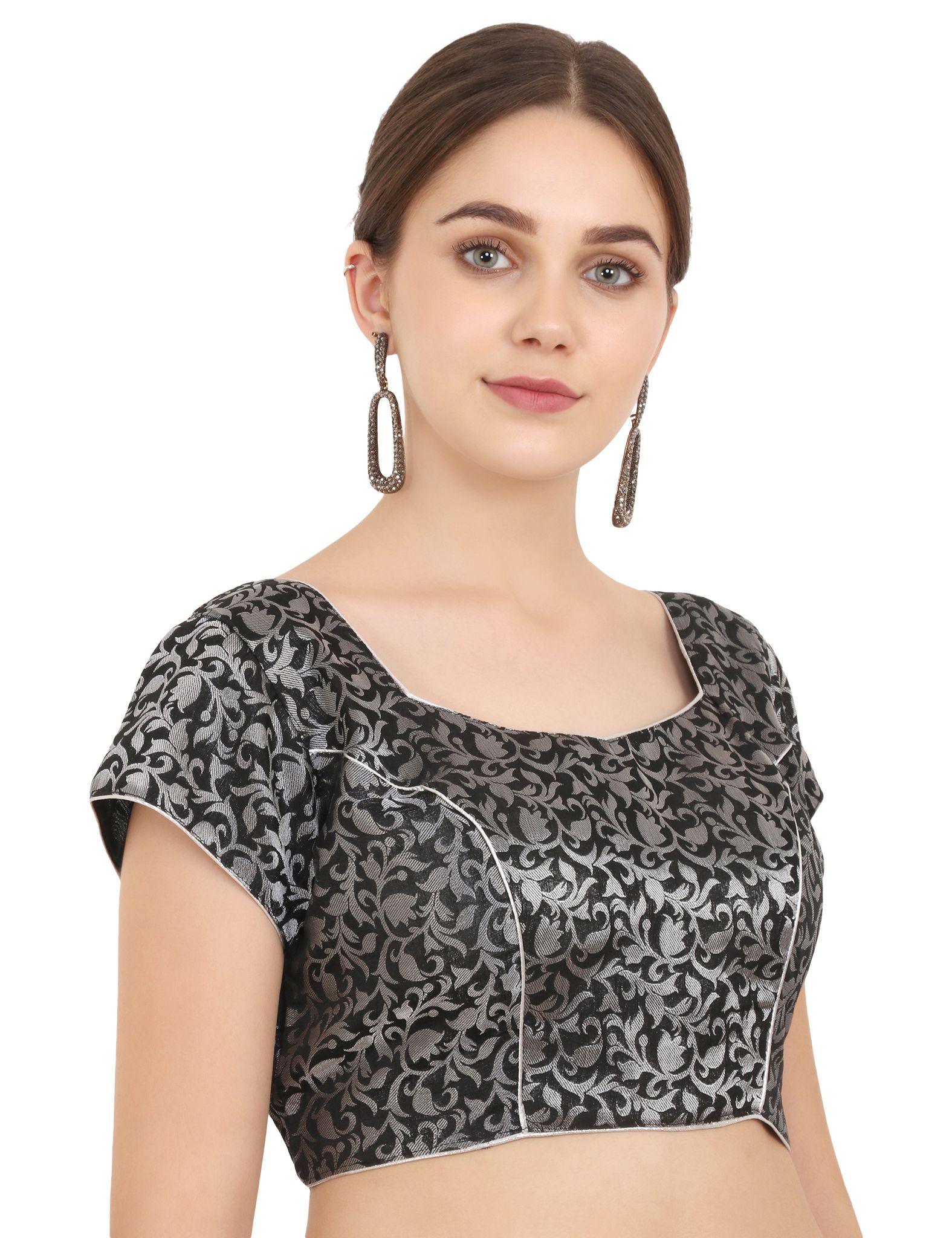 ND & R Women's Readymade, Banarasi Brocade  Short Sleeve Ladies Blouse, Choli for Saree, Ready to Wear.