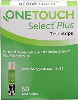 OneTouch Select Plus Simple glucometer machine Strips| Simple & accurate testing of Blood sugar levels at home | Global Iconic Brand | (Only Strips, No Glucometer)