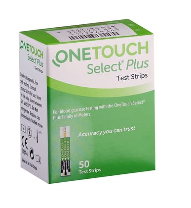 OneTouch Select Plus Simple glucometer machine Strips| Simple & accurate testing of Blood sugar levels at home | Global Iconic Brand | (Only Strips, No Glucometer)