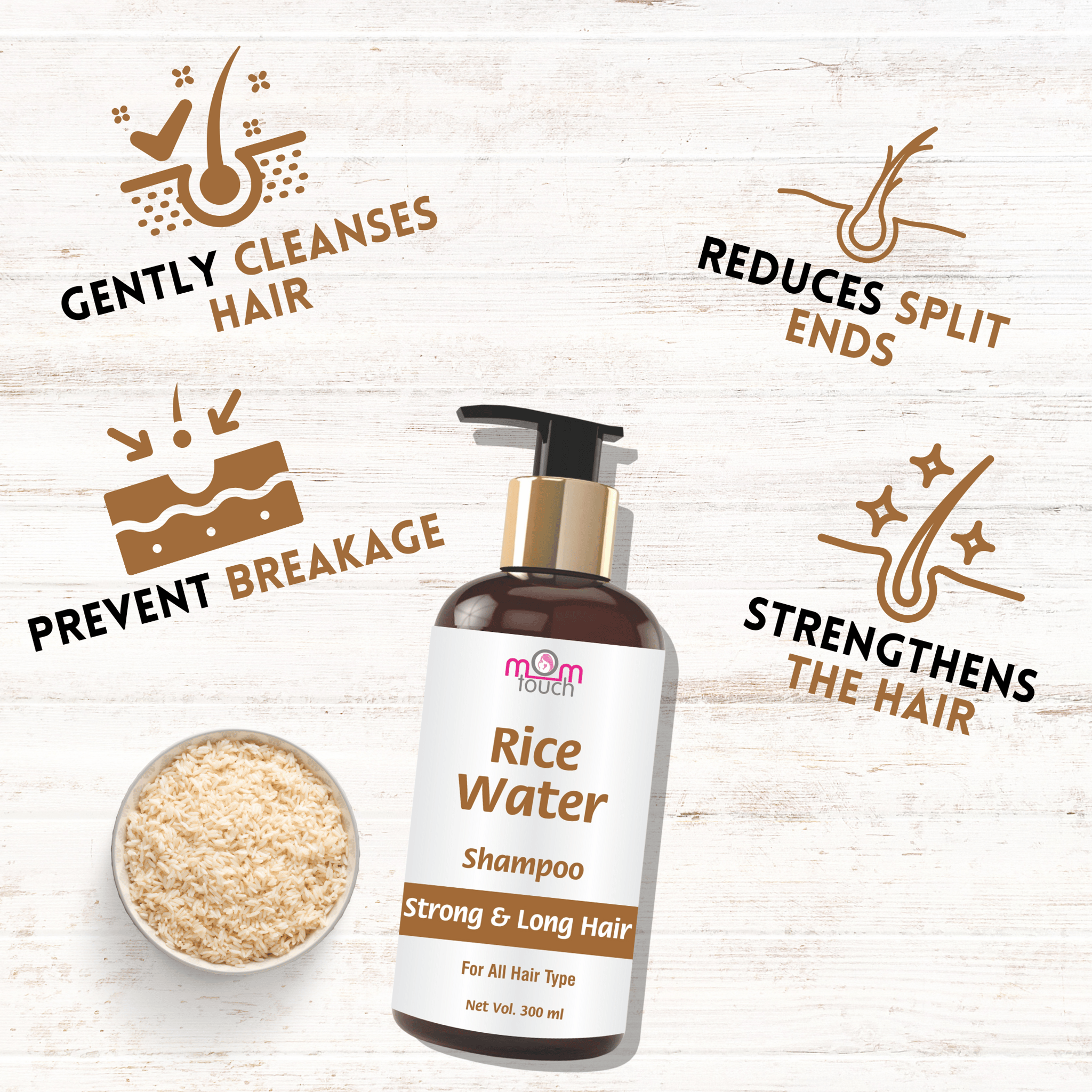 MOM Touch Rice water shampoo Advanced Anti-Dandruff Dermo-Clarifier Shampoo with Dandruff