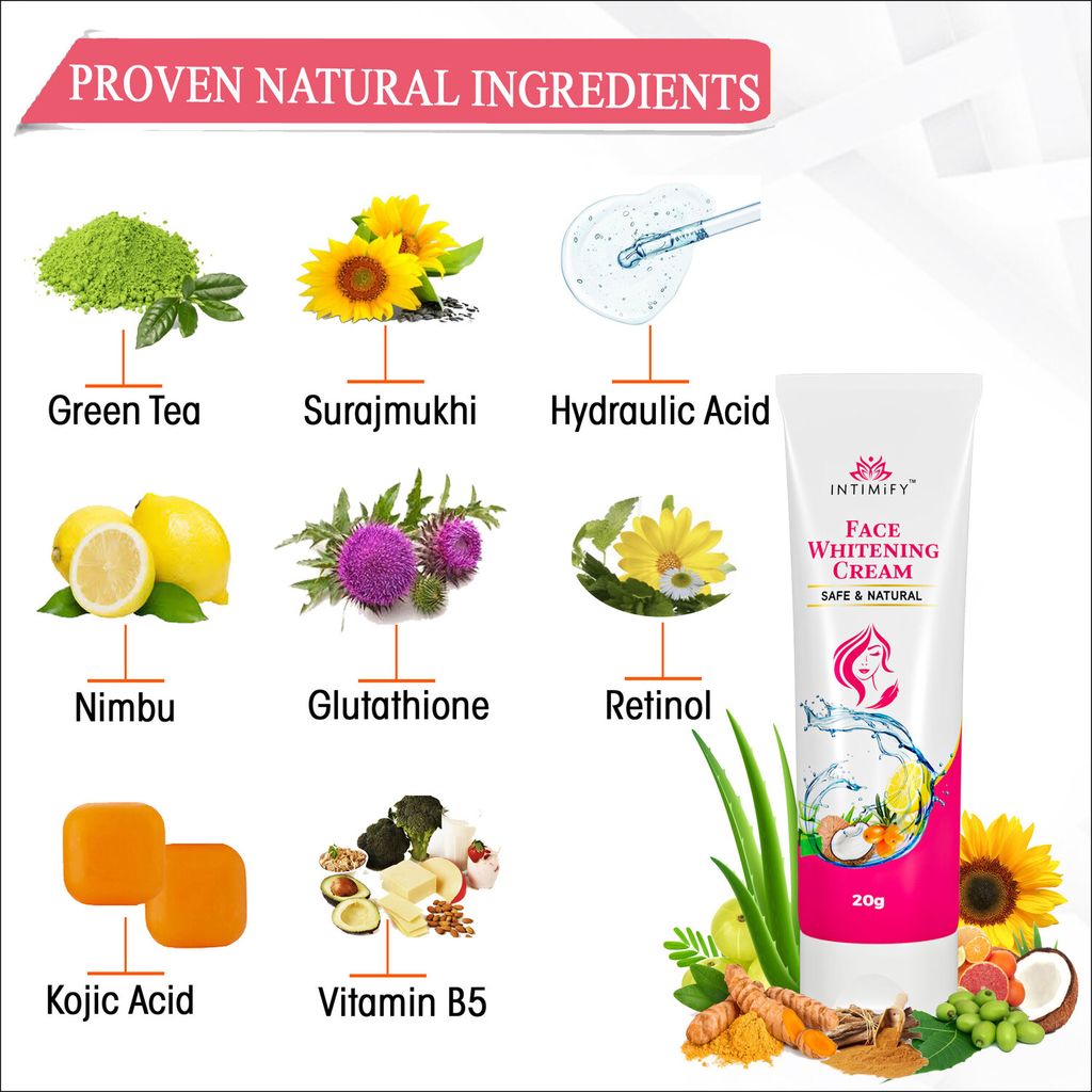 Intimify Face Whitening Cream with Retinol, Hyaluronic, Kojic Acid, Glutathione, Vitamin C