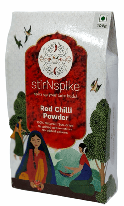 stirNspike Red Chilli Powder without stem/Laal Mirch, 100g Pack with No Added Flavours and Colours
