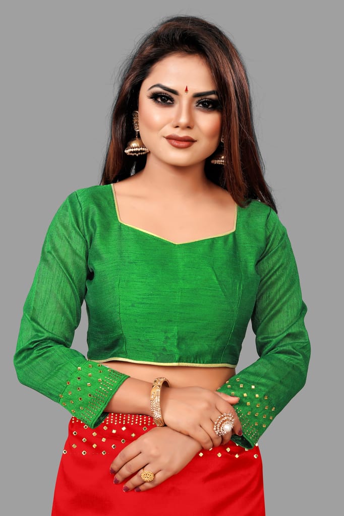 BGMK ENTERPRISE Zoya Red color Diamond Work Soft Silk Saree With Unstitched Blouse