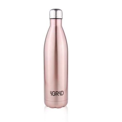 iGRiD Stainless Steel Flask Bottle | 1000ml | Gold | Vacuum Sealed Lids | Double Walled | BPA Free | Hot and Cold Water Bottles | Leak Proof | Ideal for Gifting, Travelling, Office, Gym, School
