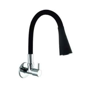 SILVER COIN SC501-SS Brass Chrome Finish Dual Flow Pattern Smart Sink Tap with Silicon Black Flexible Hose