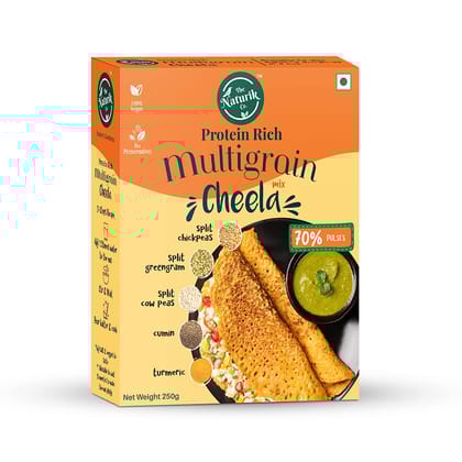 The Naturik Co Multigrain Cheela Mix, 250g, Dosa for Healthy Breakfast/Ready to Cook Chilla, 70% Pulses, 20% Protein, Snack for Kids and Family