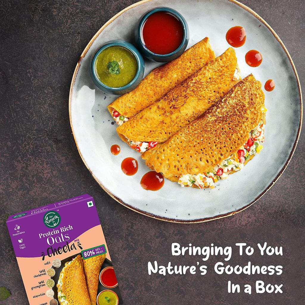 The Naturik Co Oats Cheela Mix - 250g each (Pack of 2), 80% Oats and Pulses, 20% Protein, Ready to Cook Chilla/Dosa for Healthy Breakfast, Anytime Snack for Kids and Family