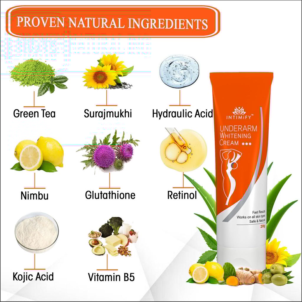 Under Arm Whitening Cream with Retinol, Hyaluronic, Kojic Acid, Glutathione, Vitamin C