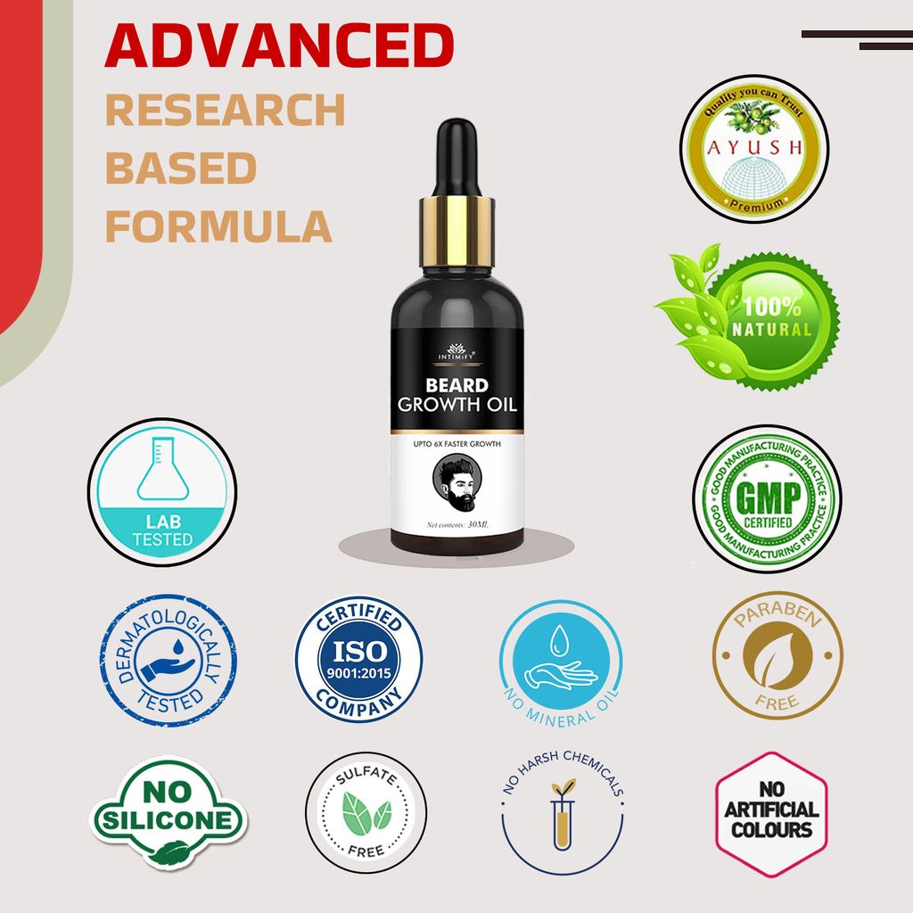 Intimify Beard Growth Oil, beard growth, hair beard oil, moustache growth oil, 30 ml