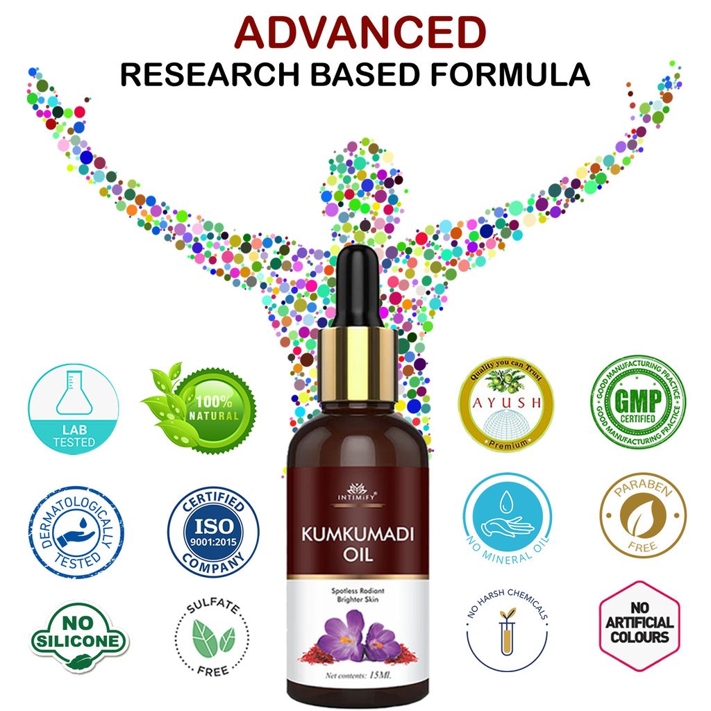 Intimify Kumkumadi Oil for Skin Brightening, Skin Whitening, Natural Radiant Glow, Anti-Ageing, Reduce Wrinkles & Fine Lines
