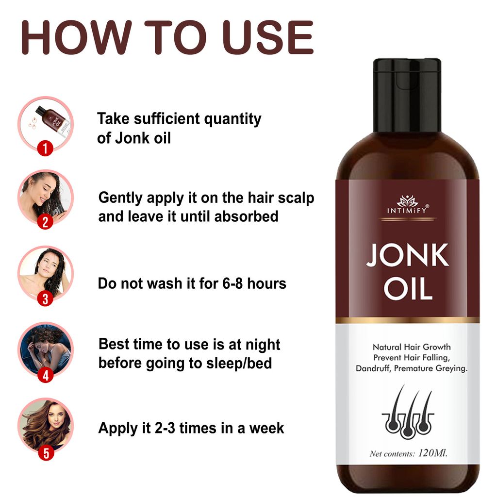 Intimify Jonk Hair Oil, hair growth oil, jonk oil, hair regrowth oil, anti haifall oil, promotes hair growth 120 ml