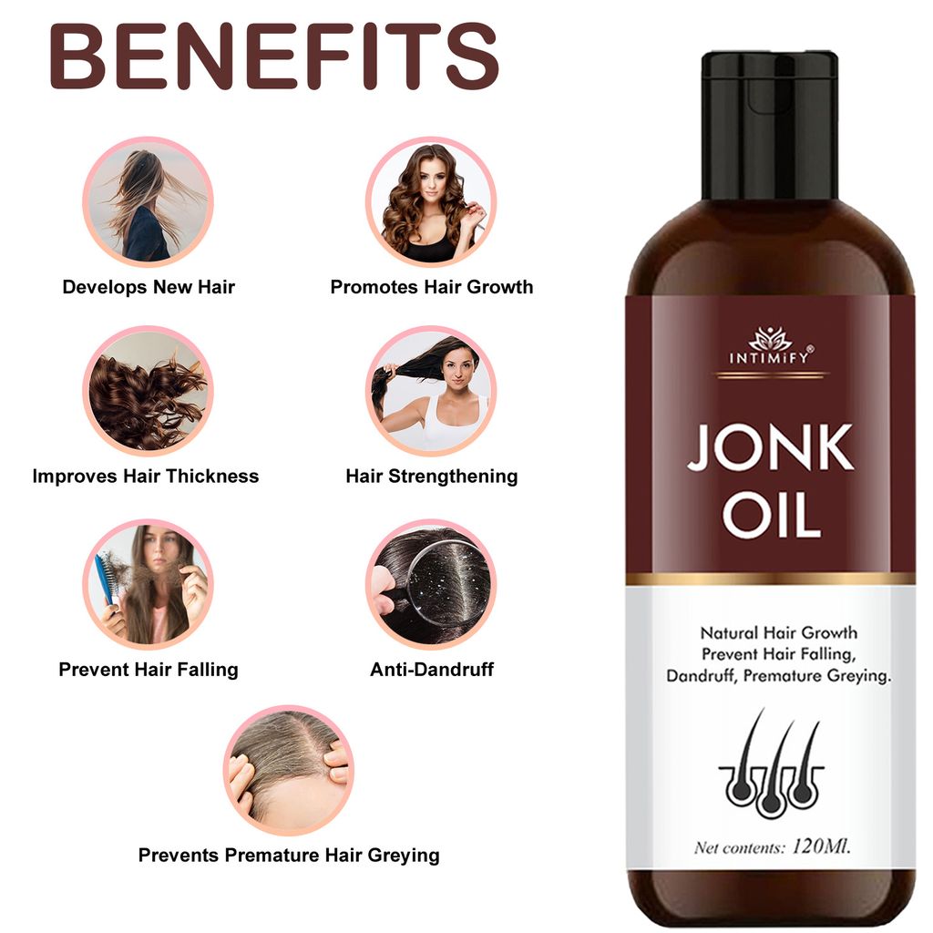 Intimify Jonk Hair Oil, hair growth oil, jonk oil, hair regrowth oil, anti haifall oil, promotes hair growth 120 ml