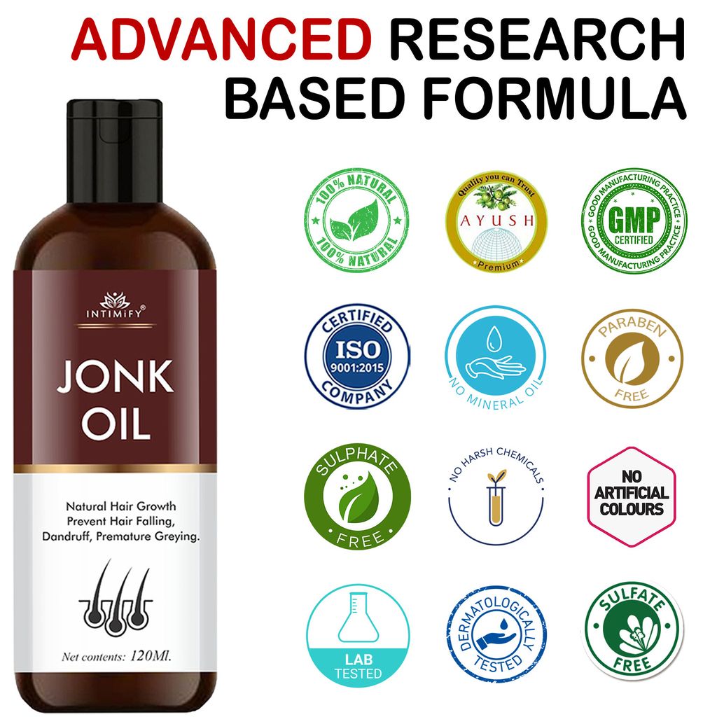 Intimify Jonk Hair Oil, hair growth oil, jonk oil, hair regrowth oil, anti haifall oil, promotes hair growth 120 ml