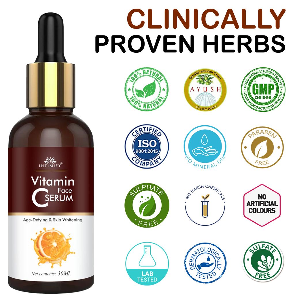 Intimify Vitamin C Serum, anti acne serum, face serum, skin brightening serum, 30 ml