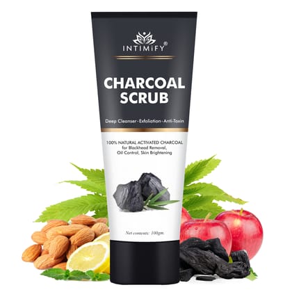 Intimify Charcoal Scrub, ubtan face scrub, blackhead scrub, blackhead removing cream, 100 gm