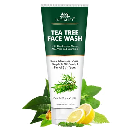Intimify Tea Tree Face Wash, face wash, anti aging wrinkles face wash, anti aging face wash, skin brightening face wash, 100 gm