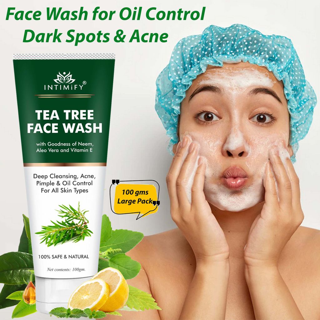Intimify Tea Tree Face Wash, face wash, anti aging wrinkles face wash, anti aging face wash, skin brightening face wash, 100 gm