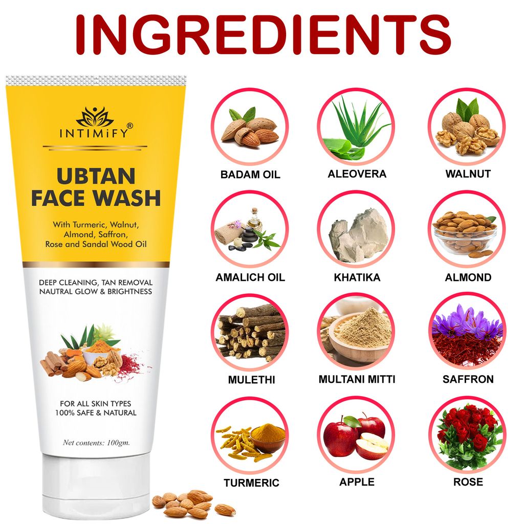 Intimify Ubtan Face Wash, face wash, anti aging face wash, skin brightening face wash, 100 gm