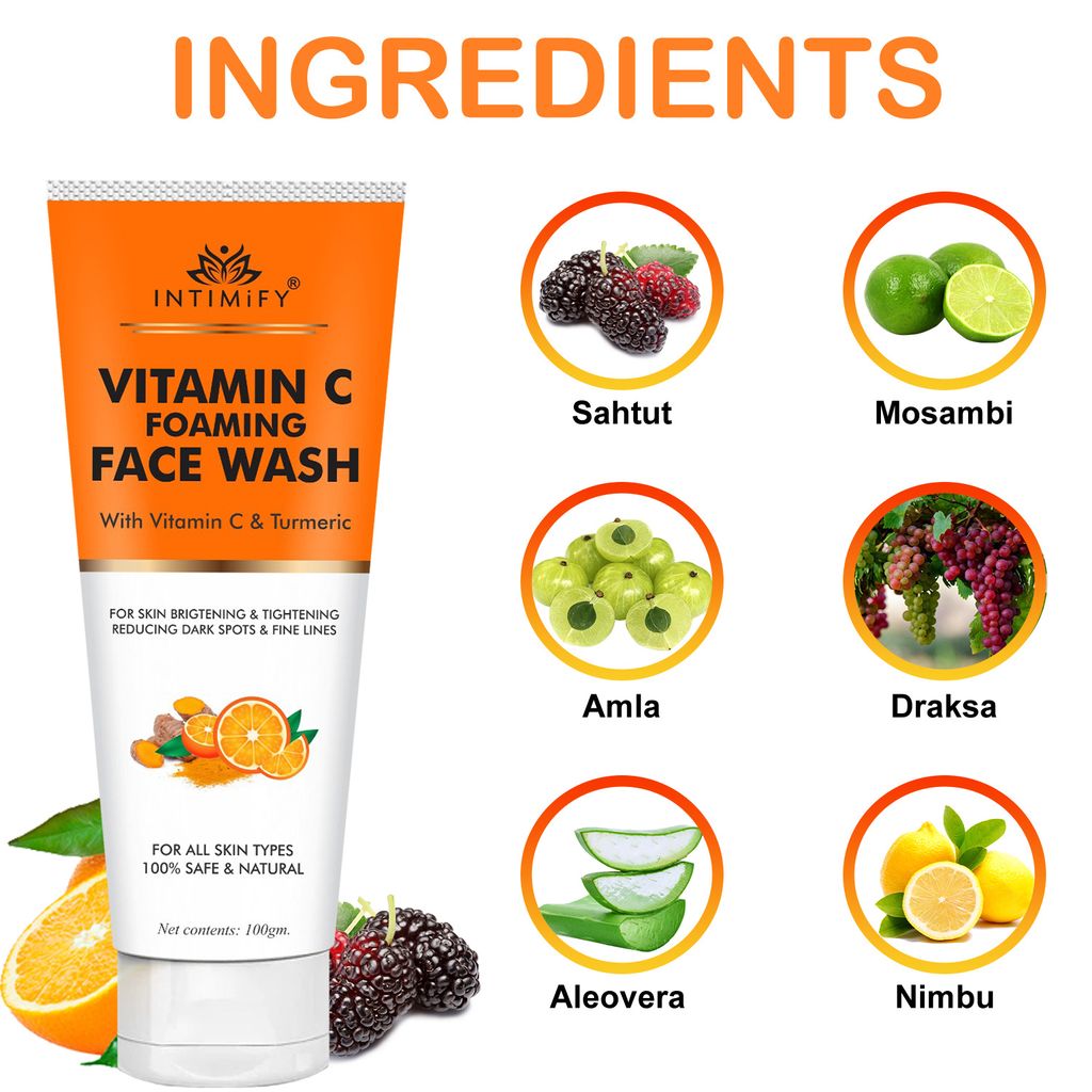 Vitamin C Face Wash, face wash, anti aging wrinkles face wash, anti aging face wash, skin brightening face wash, 100 gm