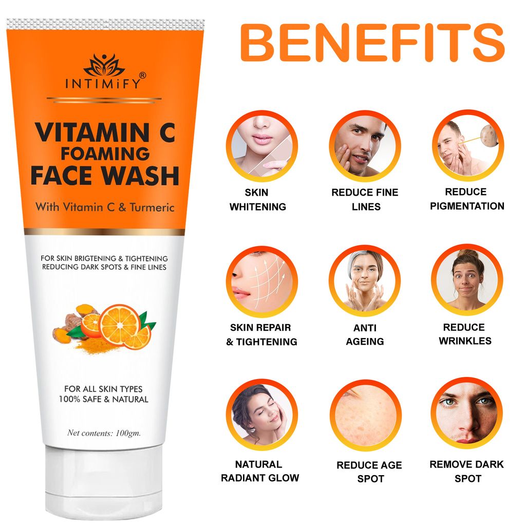 Vitamin C Face Wash, face wash, anti aging wrinkles face wash, anti aging face wash, skin brightening face wash, 100 gm