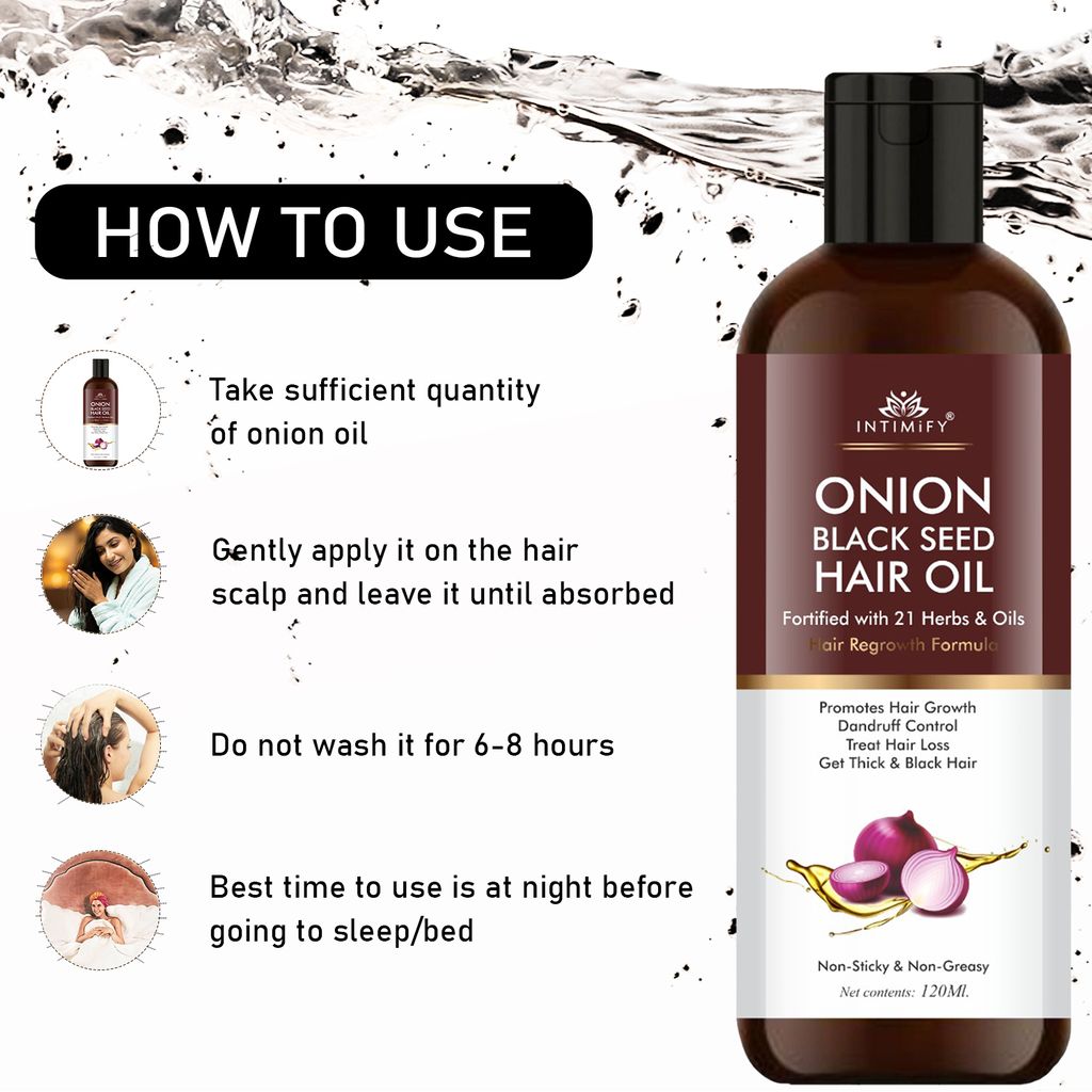 Intimify onion oil, anti dandruff oil, herbal oil, hair fall oil, red onion oil, ayurvedic oil, onion hair oil, hair growth onion oil, hair growth oil
