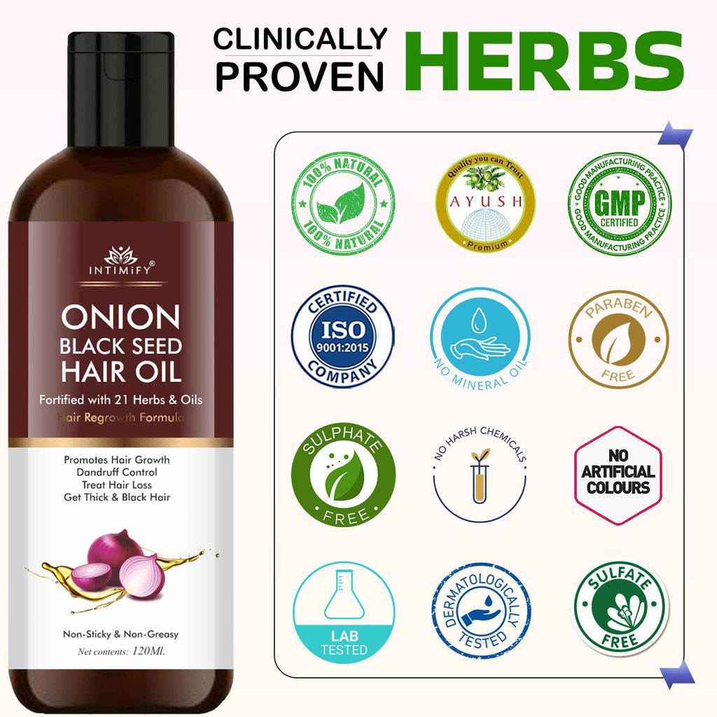 Intimify onion oil, anti dandruff oil, herbal oil, hair fall oil, red onion oil, ayurvedic oil, onion hair oil, hair growth onion oil, hair growth oil