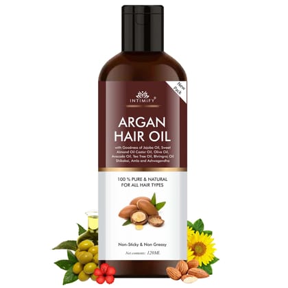 Intimify Argan oil, hair growth oil, dandruff oil, hair care, hair fall growth oil, bhringraj oil, hair nourishment, argan hair oil