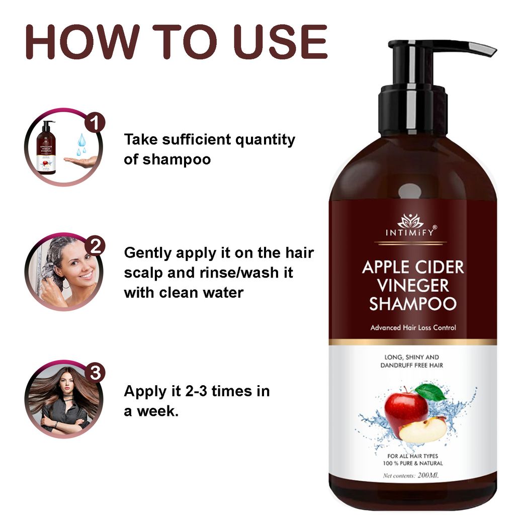 Intimify Apple Cider Hair Shampoo, hair shampoo, anti dandruff shampoo, anti hairfall shampoo, hair loss shampoo