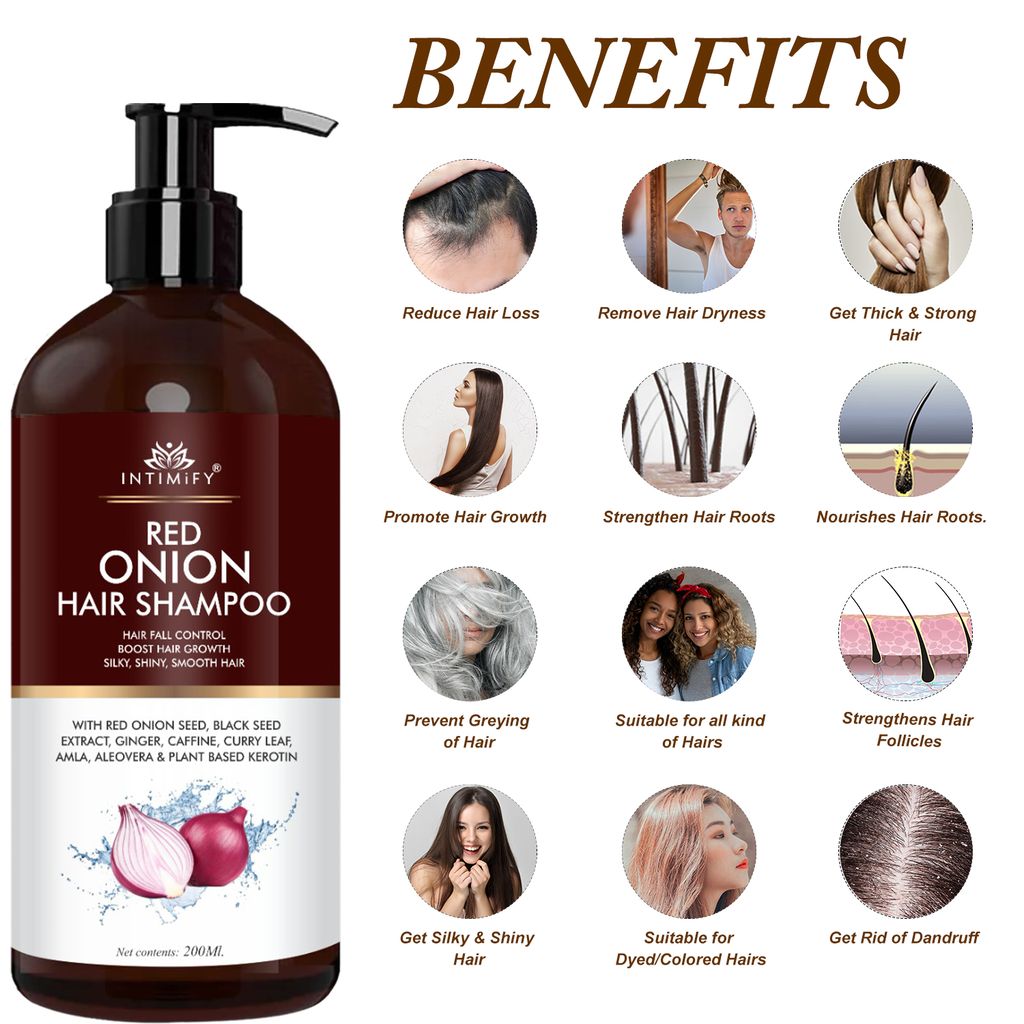 Intimify Onion Shampoo for hair growth, Onion shampoo, red onion shampoo, hair fall shampoo, hair growth shampoo, anti dandruff shampoo