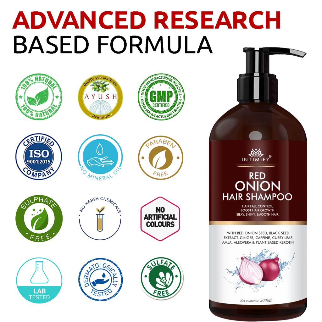 Intimify Onion Shampoo for hair growth, Onion shampoo, red onion shampoo, hair fall shampoo, hair growth shampoo, anti dandruff shampoo
