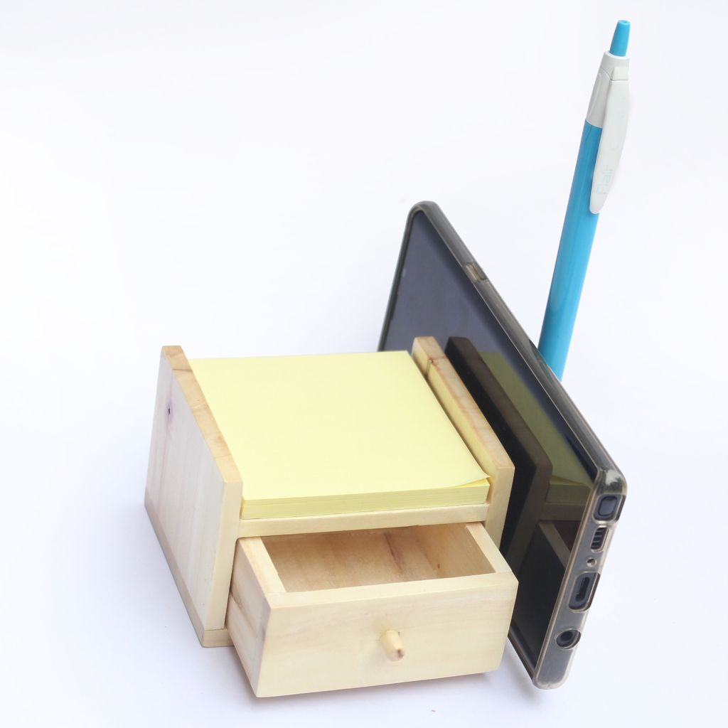 IVEI Wooden Compact Pen Holder with Drawer-Mobile holder - Desk Organizer - Minimal