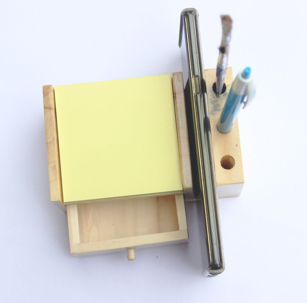 IVEI Wooden Compact Pen Holder with Drawer-Mobile holder - Desk Organizer - Minimal