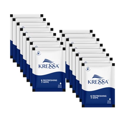 Kressa Refreshing and Cleansing Wet Wipes | PH Balanced | Pack of 100 Single Wipes