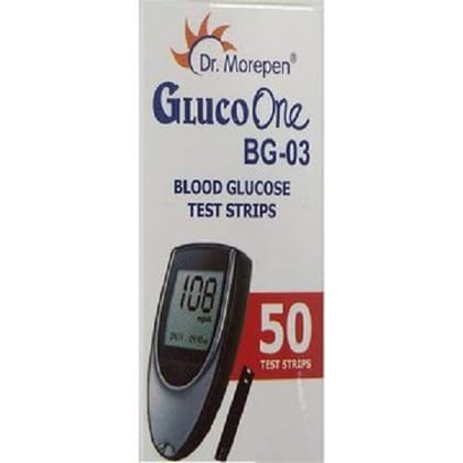 Dr. Morepen Gluco-One BG-03 Blood Glucose Test Strips, 50 Strips (Black/White)(Only Strips, No Glucometer)