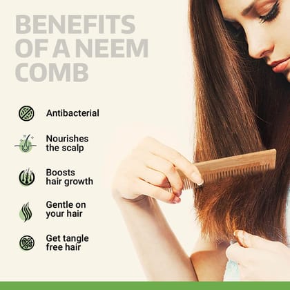 Qawvler  Wooden Comb Neem Anti Hair Fall & Anti Dandruff (Pack of 2)