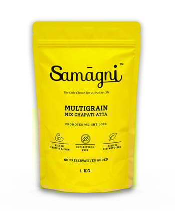 Samagni Multigrain Mix Chapati Atta 1 kg |100% Whole Wheat, Jowar, Bajra, Ragi, Oats| High in Dietary Fibre| Protein Rich | Promotes Weight Loss