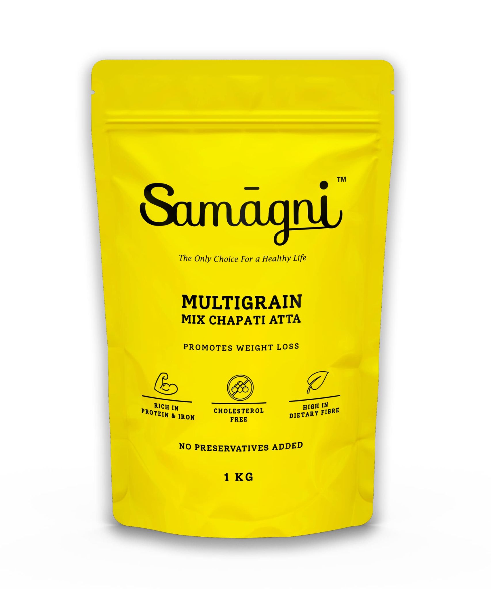 Samagni Multigrain Mix Chapati Atta 1 kg |100% Whole Wheat, Jowar, Bajra, Ragi, Oats| High in Dietary Fibre| Protein Rich | Promotes Weight Loss