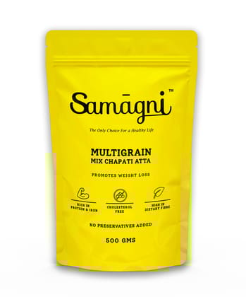 Samagni Multigrain Mix Chapati Atta 500 gms |100% Whole Wheat, Jowar, Bajra, Ragi, Oats| High in Dietary Fibre | Promotes Weight Loss | Protein Rich