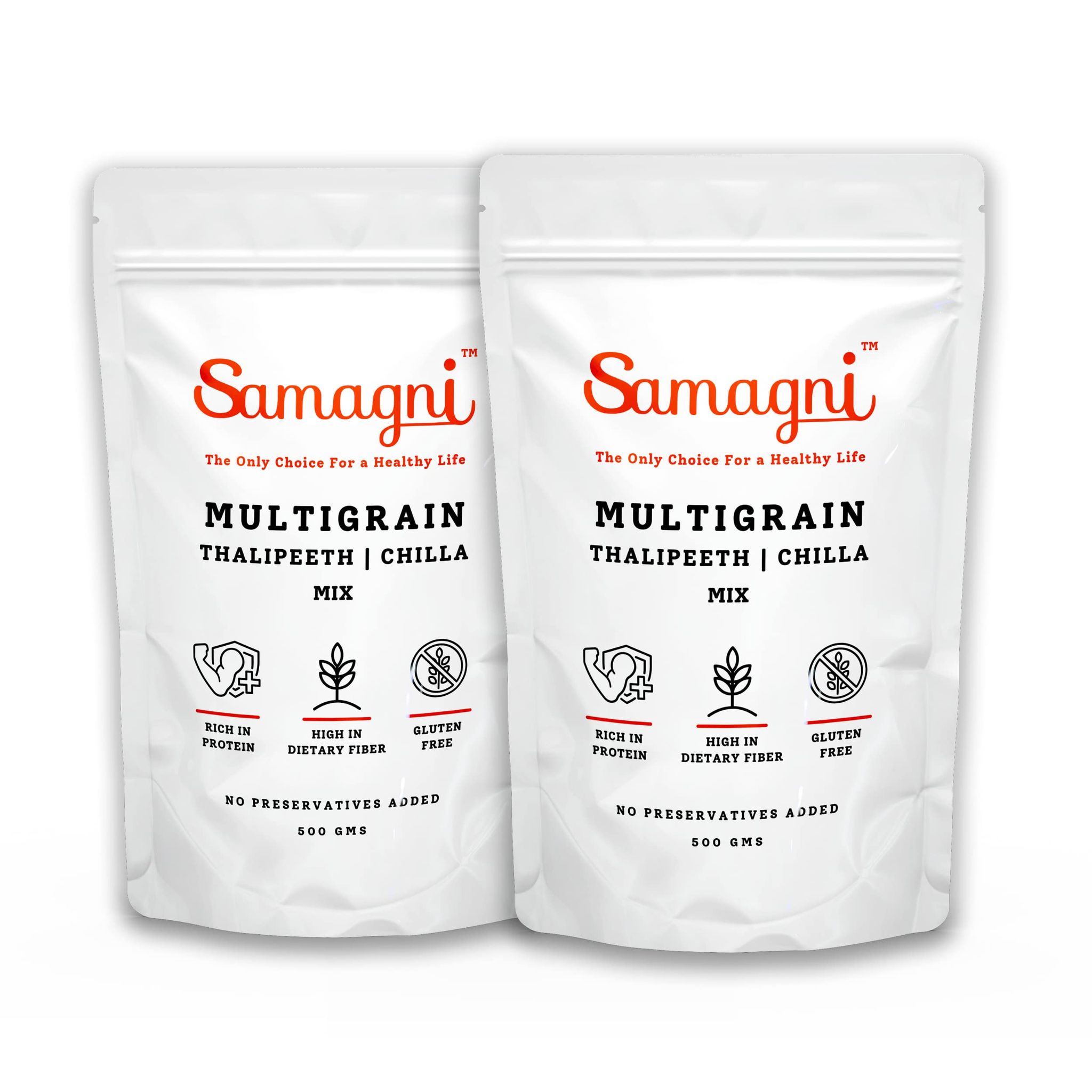 Samagni Multigrain Thalipeeth Chilla Mix Atta | Nutritious Healthy Breakfast | Gluten Free 1 kg Pack of 2